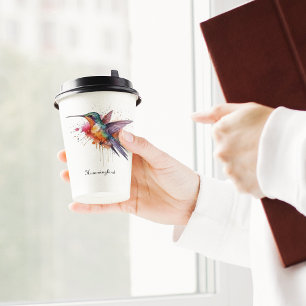 Colourful Flight, watercolor hummingbird custom Paper Cups