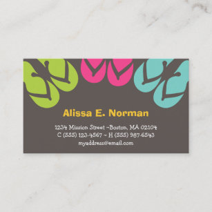 Colourful flip flop sandals tropical personal business card