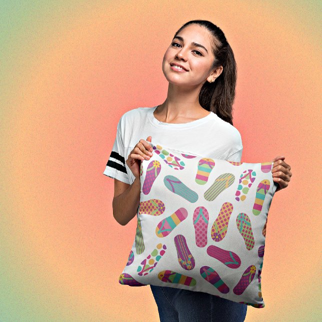 Colourful Flip Flops Decorative Throw Pillow (Creator Uploaded)