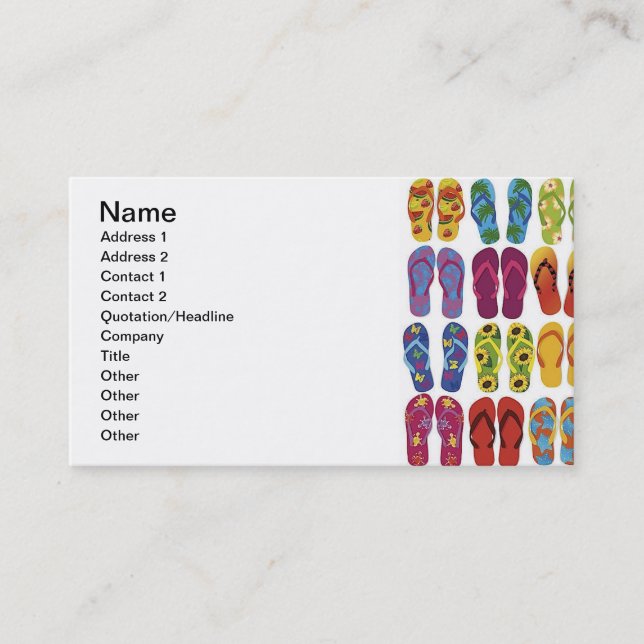 Colourful Flip Flops Vector Set Business Card (Front)