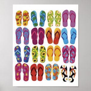 Colourful Flip Flops Vector Set Poster