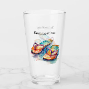 colourful flip flops watercolor customisable glass