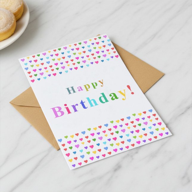 Colourful Flirty Hearts Happy Birthday Card (Creator Uploaded)