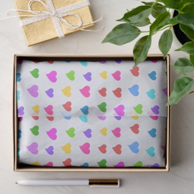 Colourful Flirty Hearts in an Elegant Pattern Tissue Paper (Gift)
