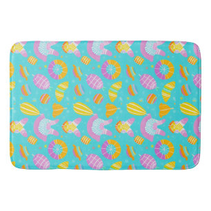 Colourful Floating Pool Toys on Blue Water Bath Mat