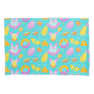 Colourful Floating Pool Toys on Blue Water Pillowcase