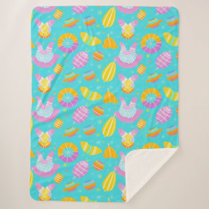 Colourful Floating Pool Toys on Blue Water Sherpa Blanket