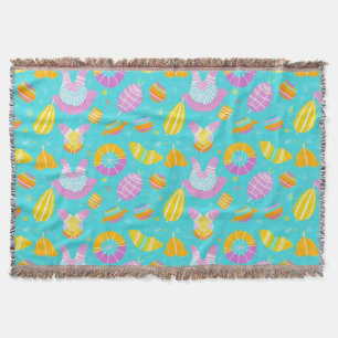 Colourful Floating Pool Toys on Blue Water Throw Blanket