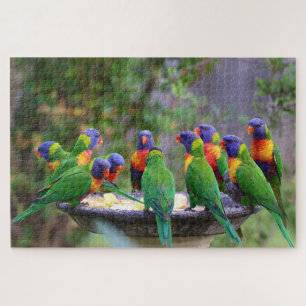 Colourful Flock of rainbow Loirkeet Birds Jigsaw Puzzle