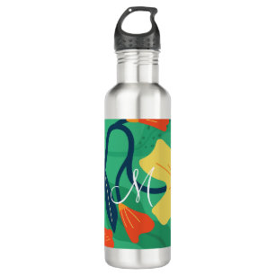 Colourful Flora and Foliage with Yellow on Green 710 Ml Water Bottle