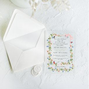 Colourful Flora Bow Garden Elegant Photo Wedding Acrylic Invitations