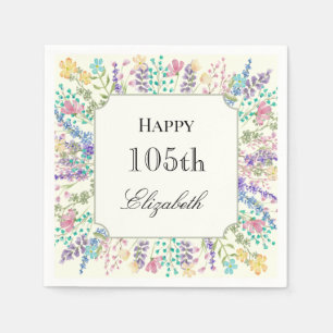 Colourful Floral 105th Birthday Napkins