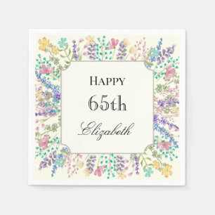 Colourful Floral 65th Birthday Napkin