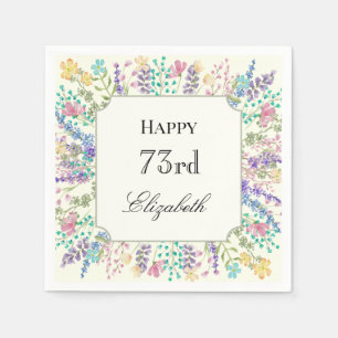 Colourful Floral 73rd Birthday Napkin