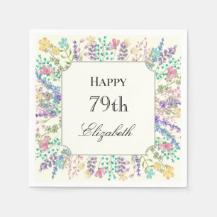 Colourful Floral 79th Birthday Napkin