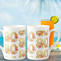 Colourful Floral 80th Birthday Gold Number 80 Part