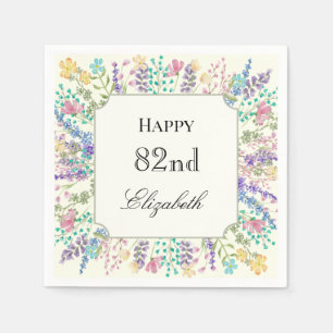 Colourful Floral 82nd Birthday Napkin