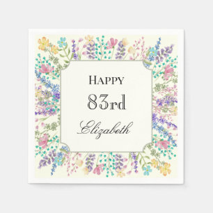 Colourful Floral 83rd Birthday Napkin