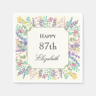 Colourful Floral 87th Birthday Napkin