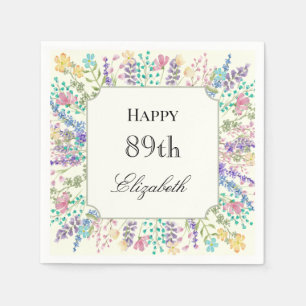 Colourful Floral 89th Birthday Napkin