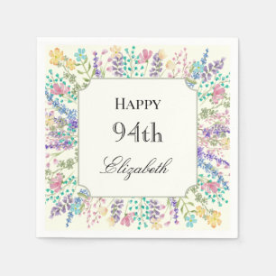 Colourful Floral 94th Birthday Napkin