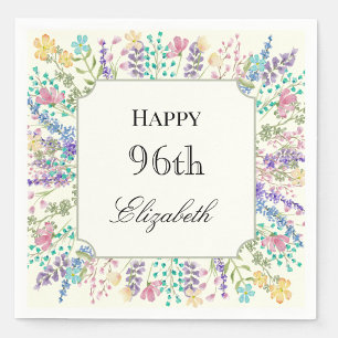 Colourful Floral 96th Birthday Napkin