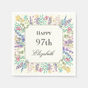 Colourful Floral 97th Birthday Napkin