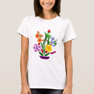 Colourful Floral Abstract Art Arrangement T-Shirt