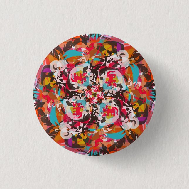 Colourful Floral Abstract Design 3 Cm Round Badge (Front)