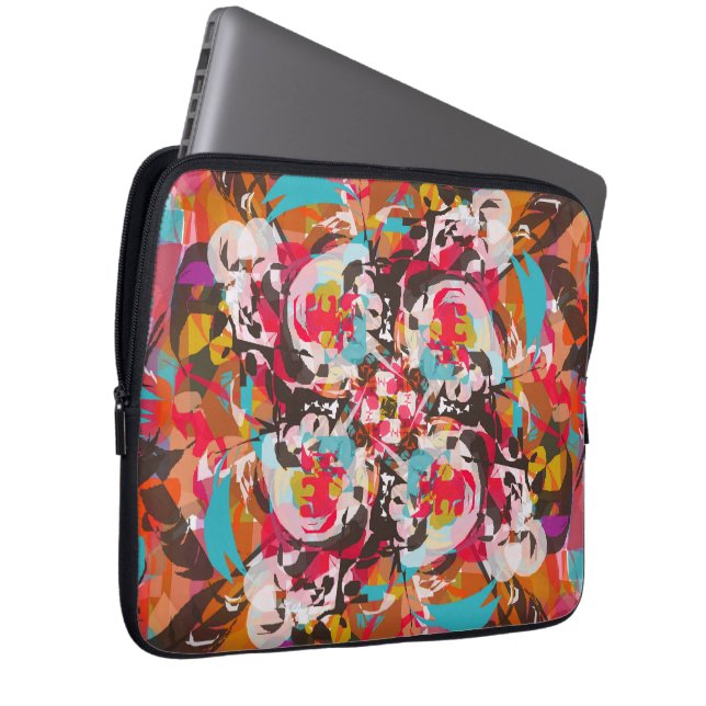 Colourful Floral Abstract Design Laptop Sleeve (Front Right)