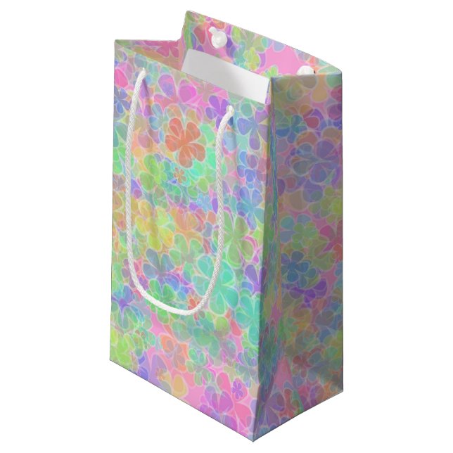 Colourful Floral Abstract Flowers Template Elegant Small Gift Bag (Front Angled)