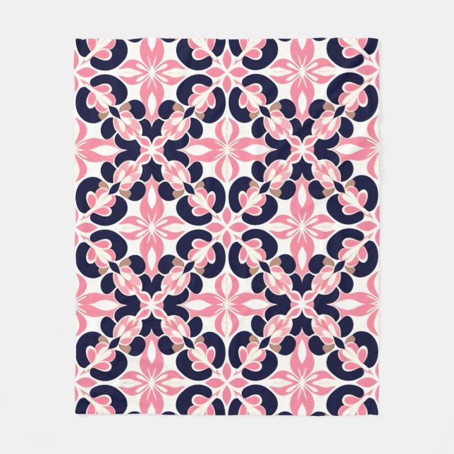 Colourful Floral Abstract Pattern Fleece Blanket (Front)