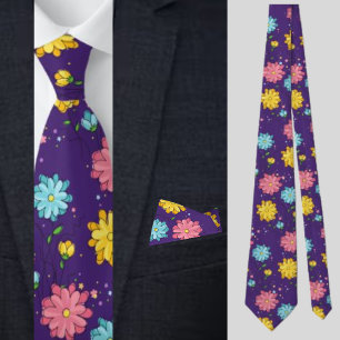 Colourful Floral Abstract Pattern Tie