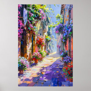 Colourful Floral Alley in Spring Poster