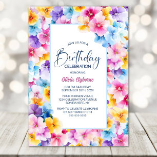 Colourful Floral Any Age Birthday Party Invitation