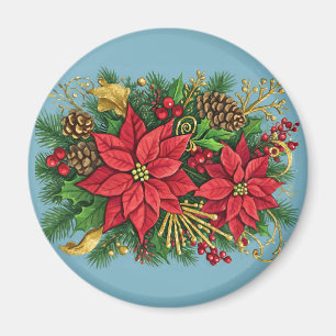 Colourful Floral Arrangement for Christmas Magnet