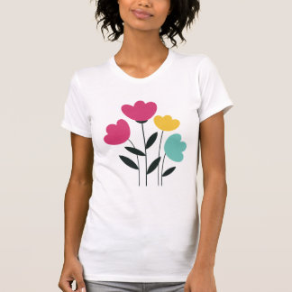 Colourful Floral Art Design - Modern Minimalist T-Shirt