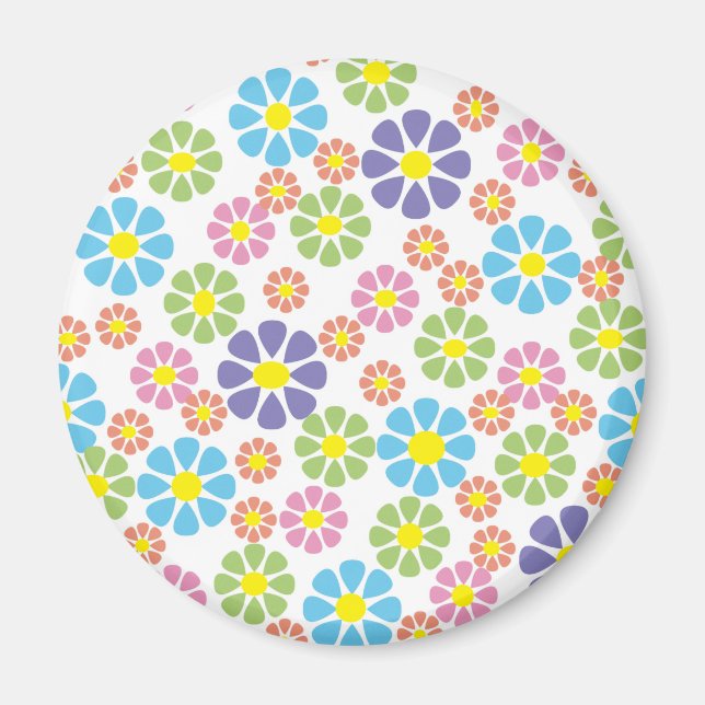 Colourful floral art pattern design magnet (Front)
