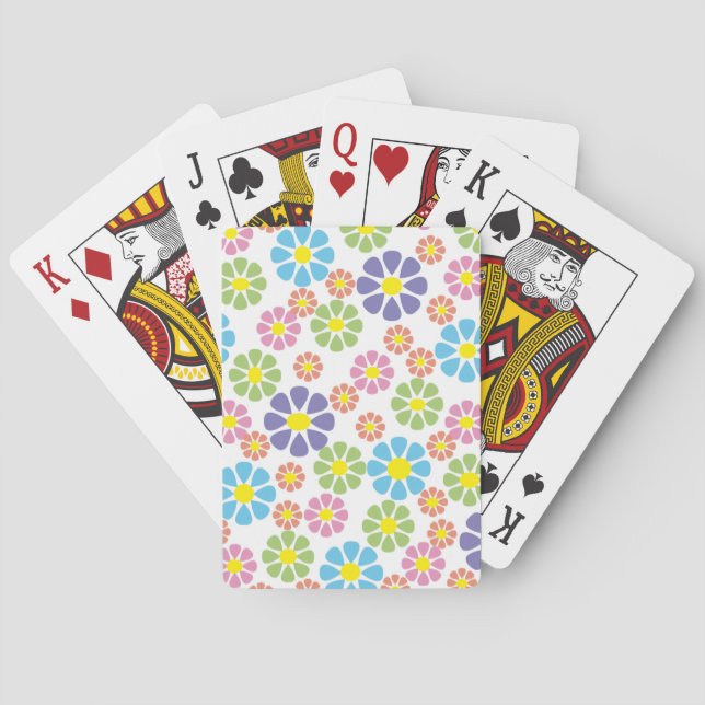 Colourful floral art pattern design playing cards (Back)
