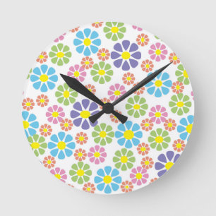 Colourful floral art pattern design round clock