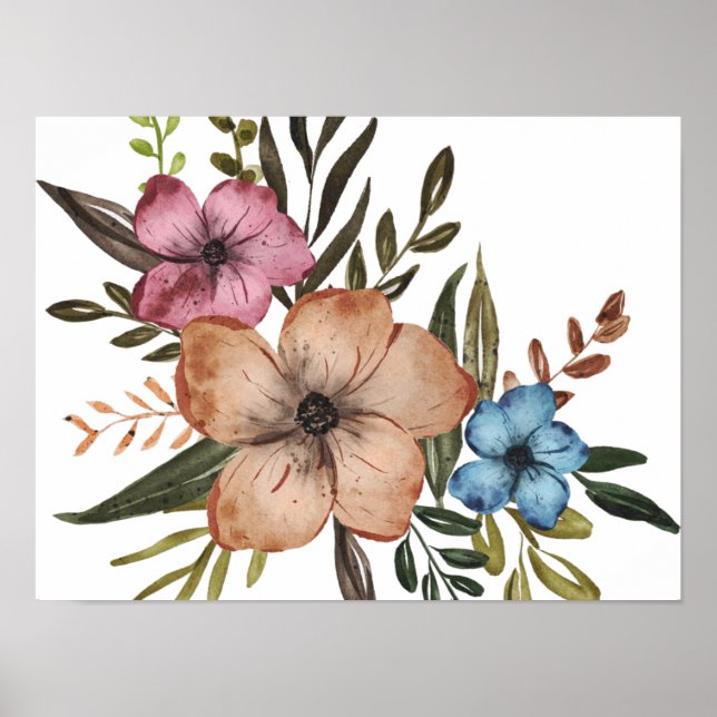 Colourful Floral Art Poster (Front)