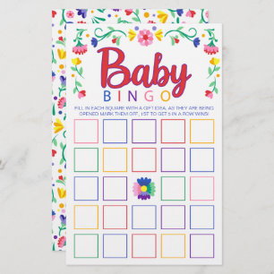 Colourful Floral Baby Bingo Shower Game