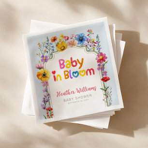 Colourful Floral Baby in Bloom Baby Shower Napkins
