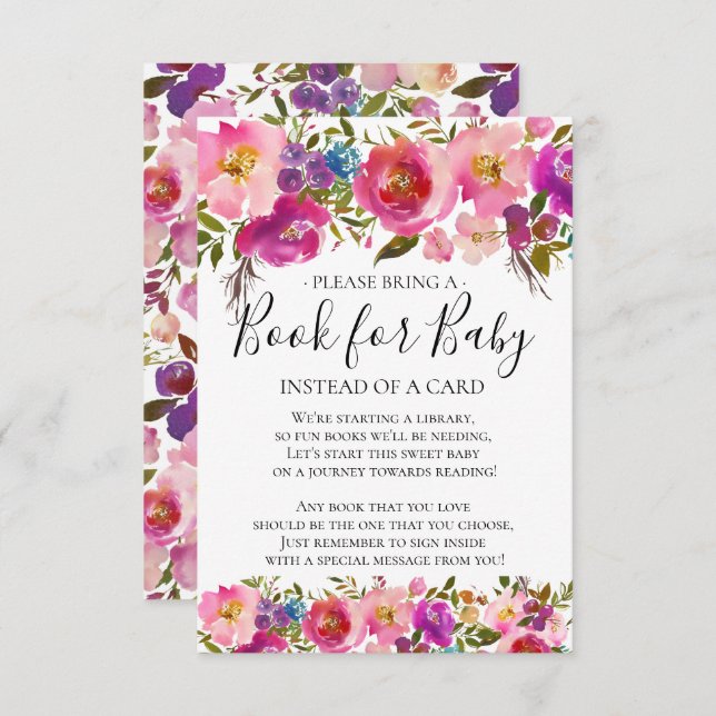 Colourful  Floral Baby Shower Book for Baby Invitation (Front/Back)