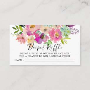 Colourful Floral Baby Shower Diaper Raffle Ticket Enclosure Card