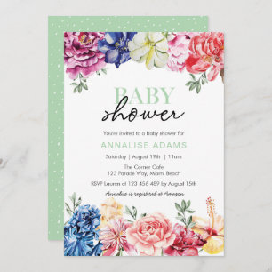 Colourful Floral Baby Shower invitation