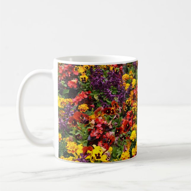 Colourful floral background coffee mug (Left)