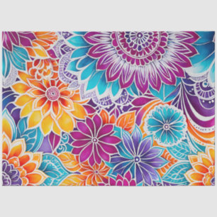 Colourful Floral Batik Art Tissue Paper