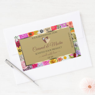 Colourful Floral Beige Product Labels Hearts Jewel