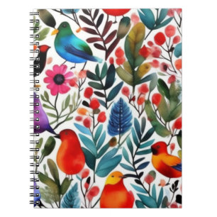 Colourful floral birds notebook